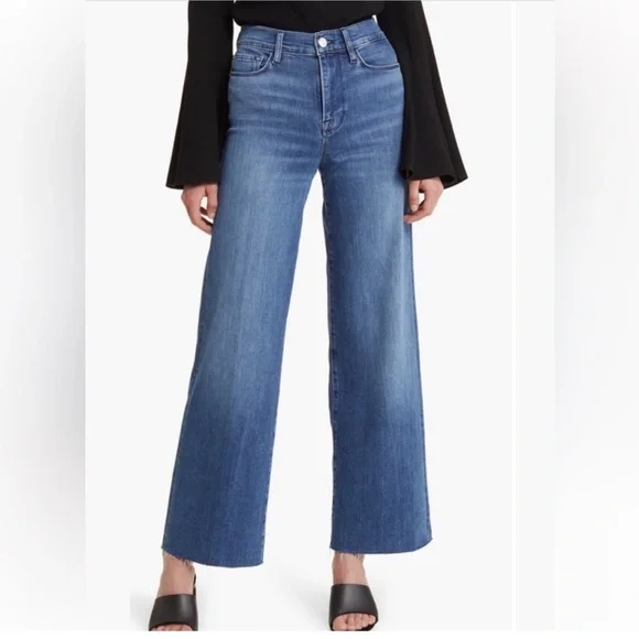 FRAME Le Slim Raw Hem Palazzo Jeans in Crossings